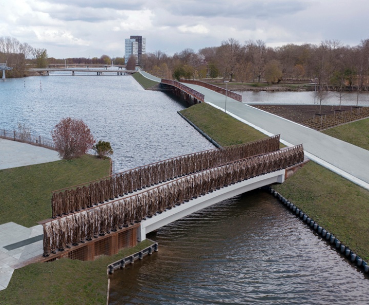 Die erste aus Biokompositen gebaute Brücke in Almere.