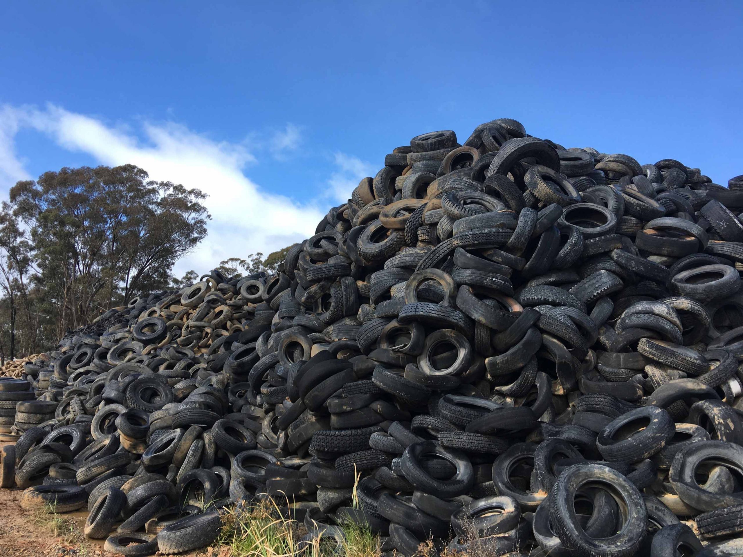 Stockpile of used tyres in Victoria, Australia. (Credit: TSA) Stockpile of used tyres in Victoria, Australia. 