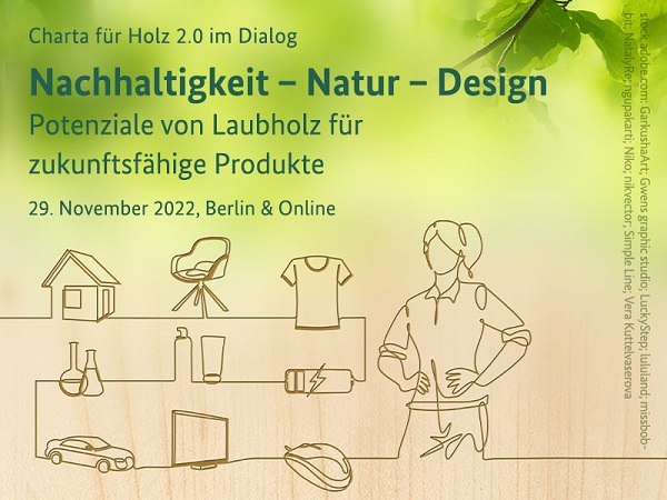 Am 29. November lädt die Charta für Holz 2.0 wieder zum öffentlichen Dialog. Die Veranstaltung ist live in Berlin oder im Online.-Stream zu erleben. 