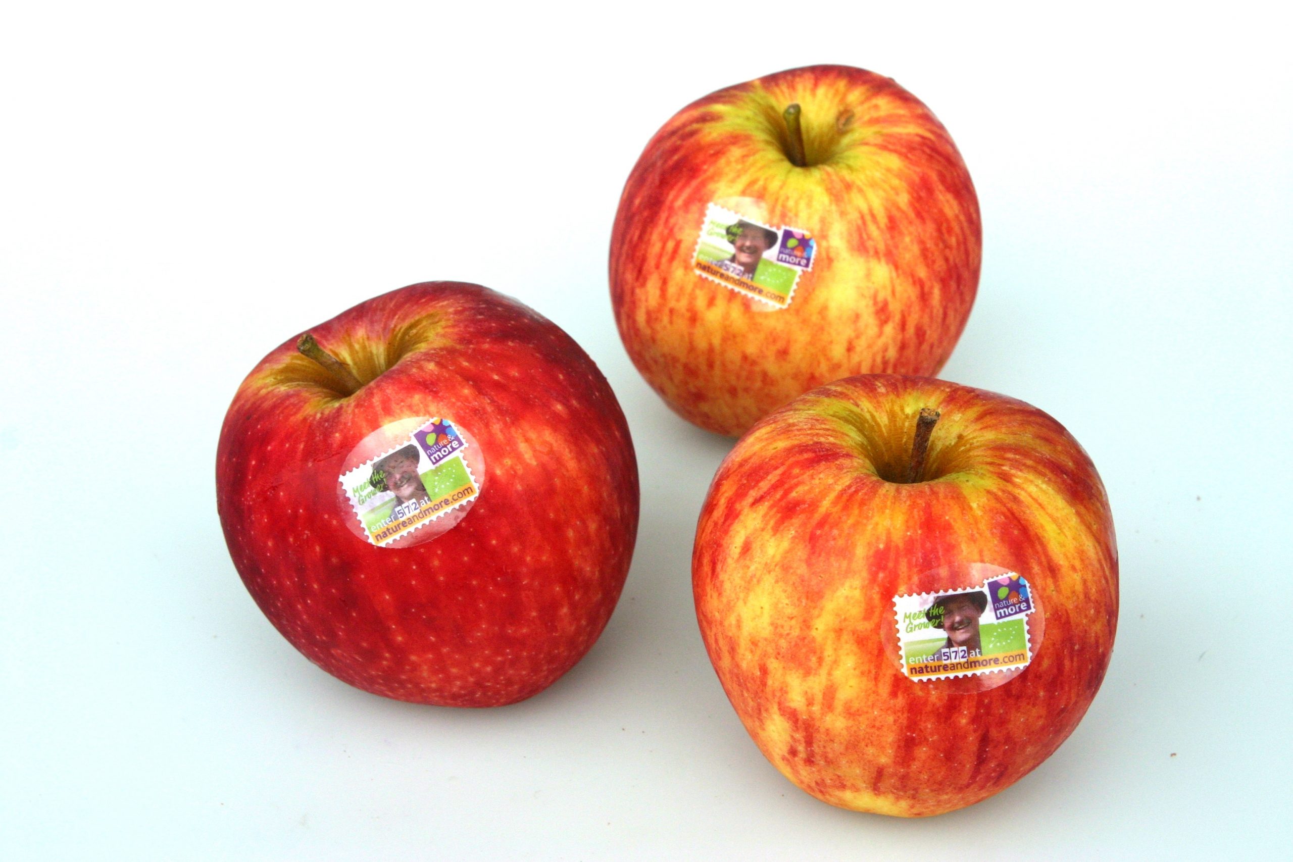 Apples with biodegradable stickers