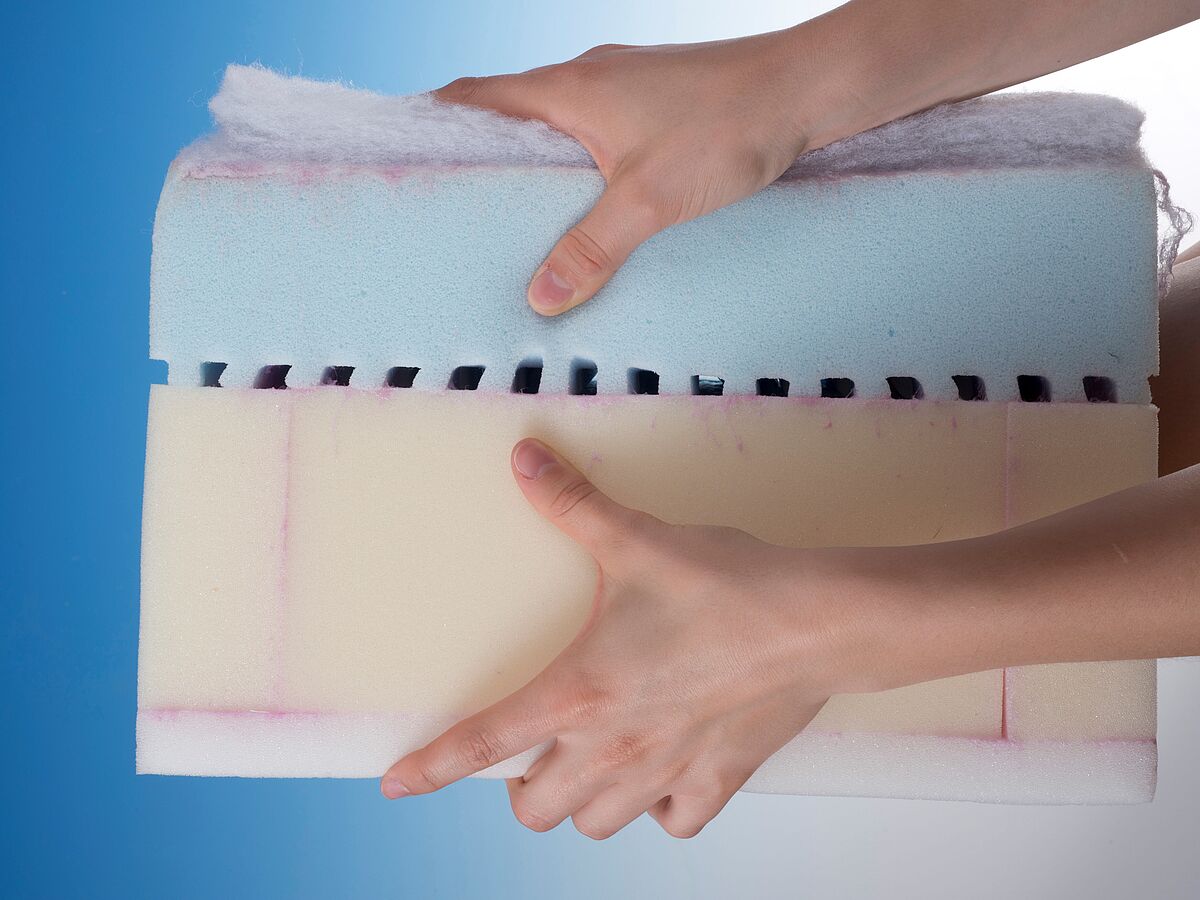 The picture shows a mattress made from polyurethane. 