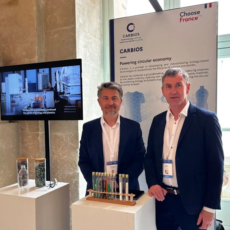 Emmanuel Ladent, CEO, and Alain Marty, Chief Scientific Officer, representing Carbios at Choose France