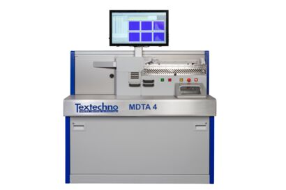 Vorbereitung der Klassifizierung der Recyclingfasern mit dem MDTA 4 Messgerät der Firma Textechno Herbert Stein GmbH & Co. KG. 