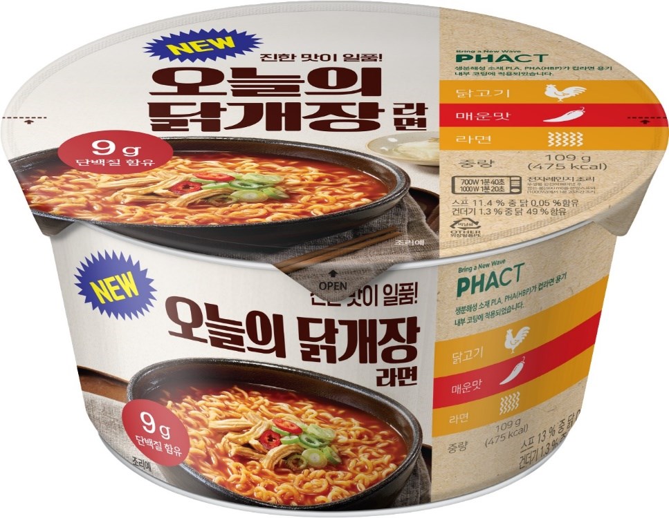 CJ Biomaterials' patented PHACT™ PHA technology is being used in the production of New Today's Chicken Noodle cup packaging sold at South Korea's leading convenience store chain, CU.