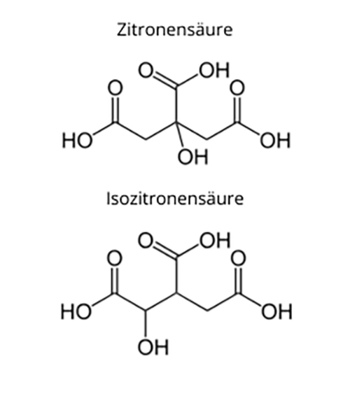 Zitronensäure und Isozitronensäure sind eng verwandt und weisen nur geringe Unterschiede in ihrer Molekülstruktur auf.