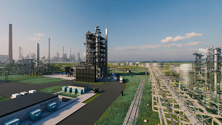 Artist impression of the new base oil production unit