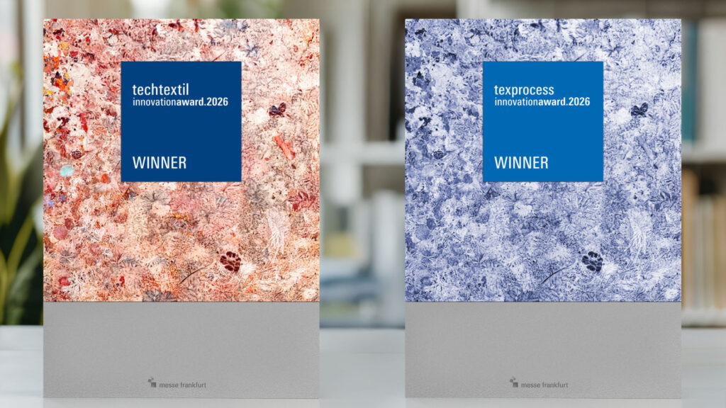 The winners’ trophies are made from 81% textiles and 19% eco-friendly binding agent. Each award is unique in terms of fibre composition, colour variations and surface texture.