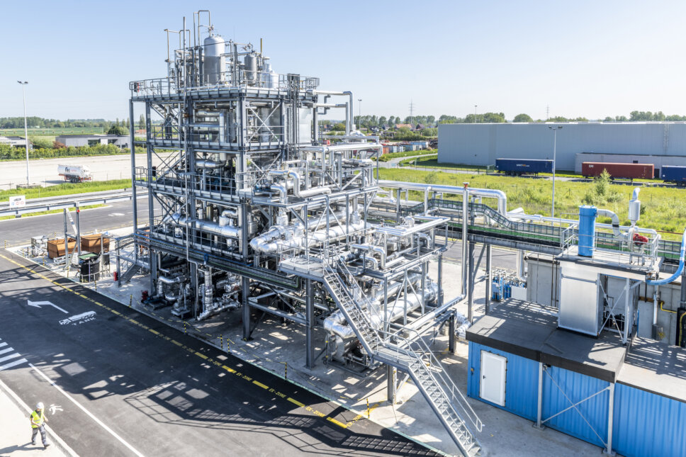 At chemical recycler BlueAlp, plastic from Woosh baby diapers is converted into a circular feedstock for new polymers.