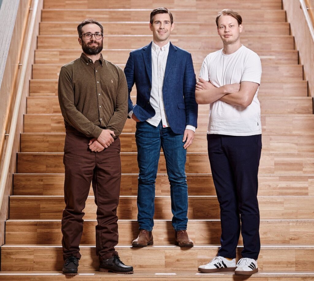 From left: Alberto Robazza, CSO, Michael Martin, CEO, and Nils Rohbohm, CTO, make up the operating team at React Foods, which aims to develop and scale technology for producing protein-rich ingredients from CO₂ and hydrogen.