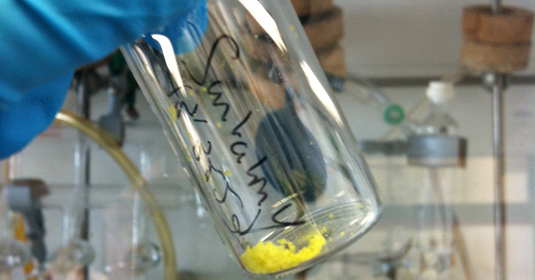  Im Labor erzeugte Santalin Y-Kristalle. Foto: Dr. Guillaume Journot, LMU 