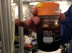 A container of bio oil, produced by the UW research team.University of Washington