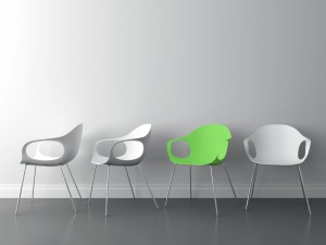 3d modern chair on white wall