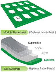 Biosolar entwickelt organische<br />Rückwandfolien für PV-Module.”></td>
</tr>
<tr>
<td style=