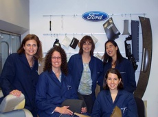 The Ford Research Biomaterials Group (from left): <br />Dr. Cynthia Flanigan, Laura Beyer, Dr. Debbie <br />Mielewski, Dr. Ellen Lee, Angela Harris.<br />Picture: Ford”></td>
</tr>
<tr>
<td style=