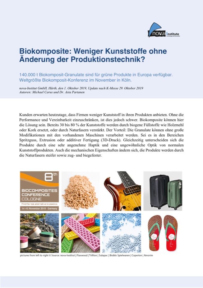 Biokomposite: Weniger Kunststoffe ohne Änderung der Produktionstechnik?