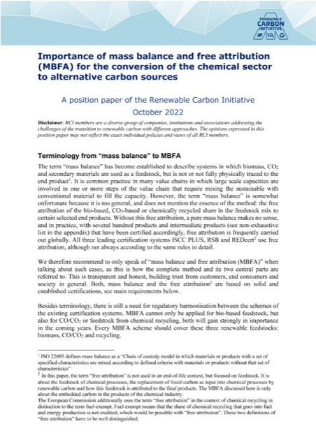 cover importance of mass balance and free attribution (mbfa) for the conversion of the chemical sector to alternative carbon sources
