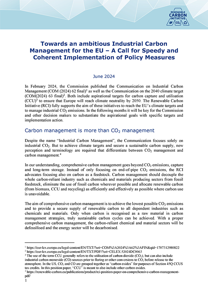 towards an ambitious industrial carbon management for the eu – a call for speedy and coherent implementation of policy measures (pdf)